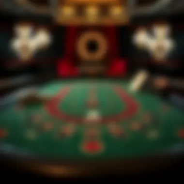 A detailed layout of a blackjack table highlighting betting areas