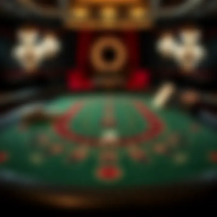 A detailed layout of a blackjack table highlighting betting areas