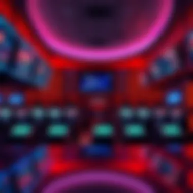 Interior of a BetMGM sportsbook displaying betting kiosks and screens