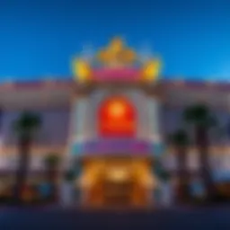 A panoramic view of Caesars Casino showcasing its grand architecture