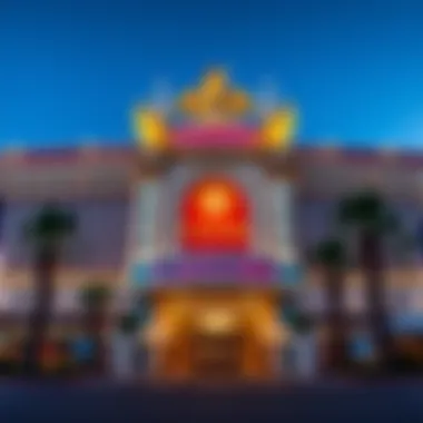 The Iconic Facade of Caesars Casino A panoramic view of Caesars Casino showcasing its grand architecture