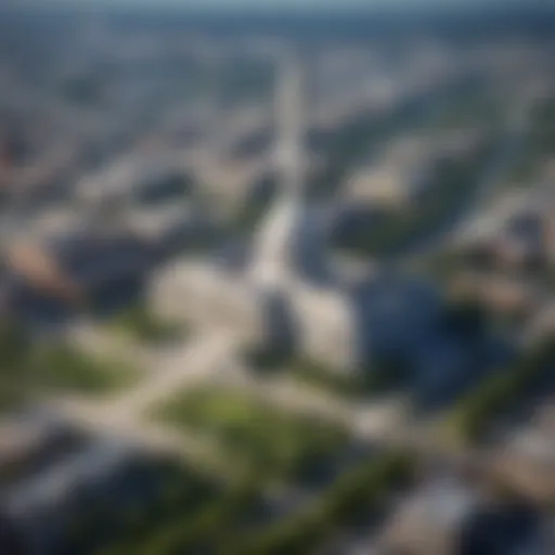 Aerial view of Washington D.C. showcasing landmarks