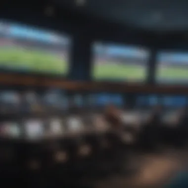 State-of-the-Art Sports Betting Facility Modern sports betting facility with digital screens