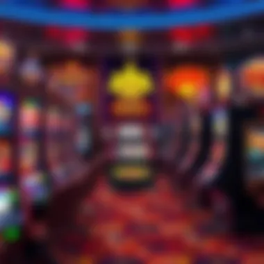A vibrant display of various slot machine types in a casino setting.