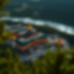 Aerial view of an Alaskan casino nestled in the wilderness