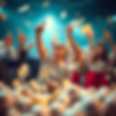 An illustration showing the excitement of winning a lottery