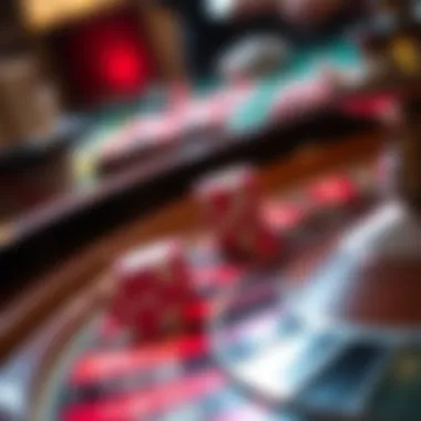 A close-up of chips on the roulette table highlighting different bets