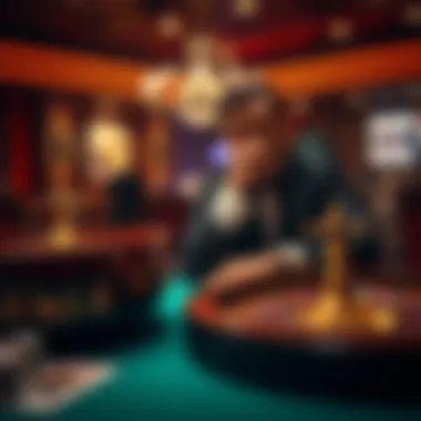 A player contemplating their betting strategy at the table