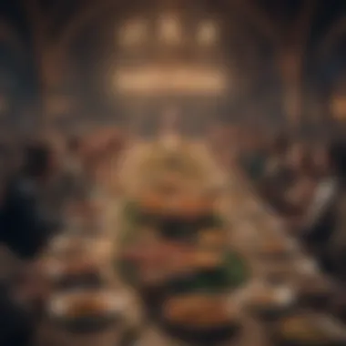 Feast laid out for the medieval banquet