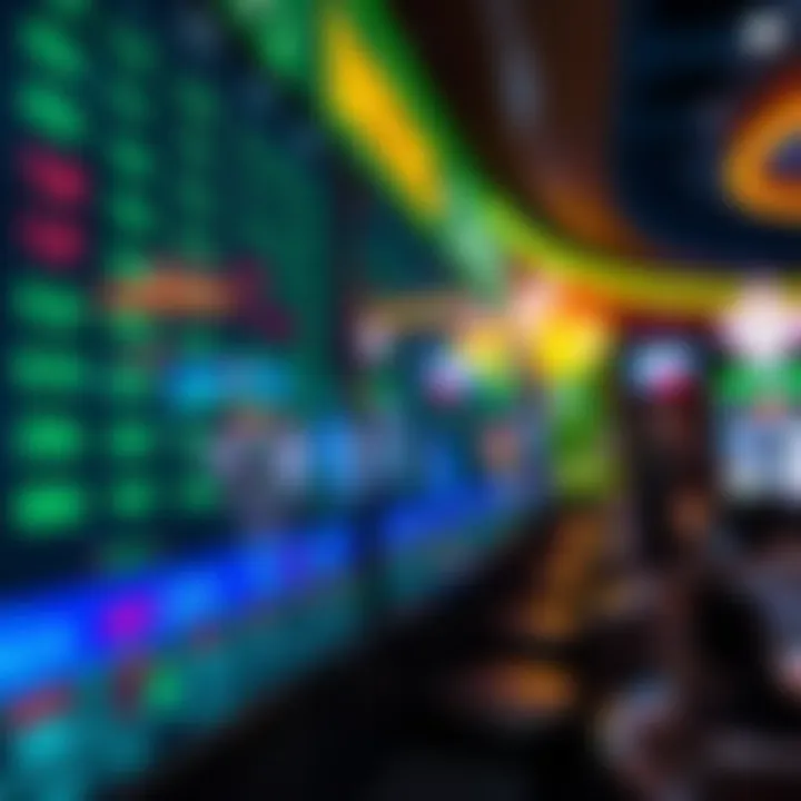 Close-up of betting odds displayed on screens