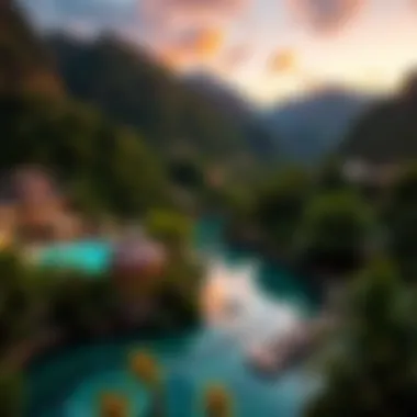 A scenic view of Aguas Calientes with its lush landscapes.