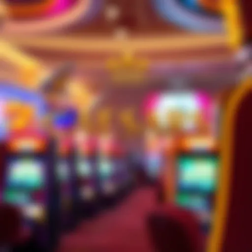 A vibrant illustration of the Caesars Casino logo with slots in the background