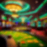 Luxurious casino floor with vibrant gaming tables