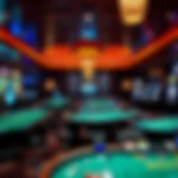 Luxurious casino interior showcasing gaming tables and vibrant atmosphere