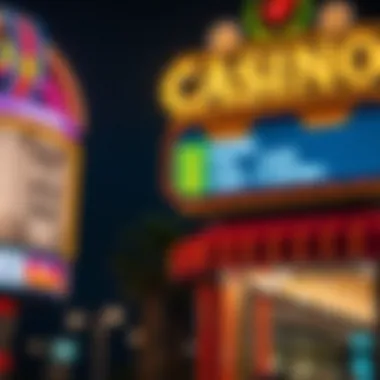 Casino Signage at Night Illuminated casino sign at night showcasing gaming options