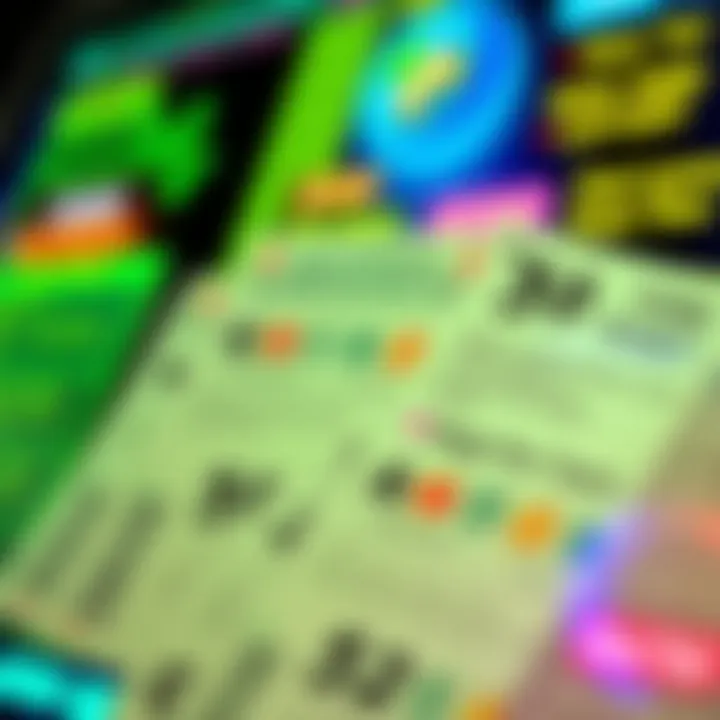 Detailed view of lottery tickets represented through a digital interface