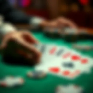A close-up view of blackjack cards showcasing a winning combination.