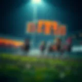 A digital representation of a horse racing track with betting odds displayed