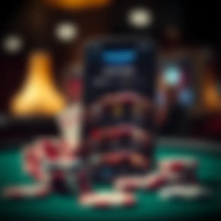 Visual representation of mobile poker app features and functionalities.