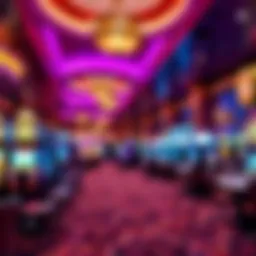 Elegant casino gaming floor with vibrant lighting