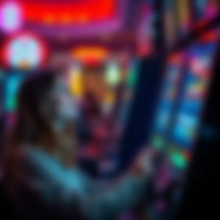 A player engaged with a slot machine, emphasizing excitement