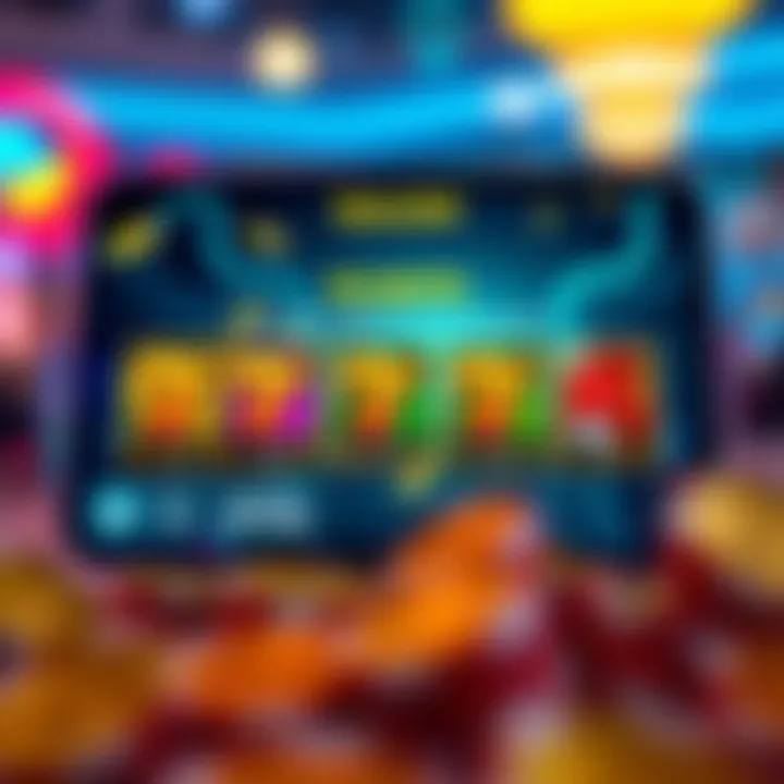 Vibrant display of a mobile slots app interface showcasing various game options
