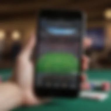 Smartphone Sportsbook Application Close-up of a smartphone displaying a sportsbook app