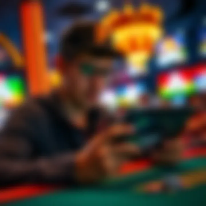 A person using a tablet to explore gaming options responsibly