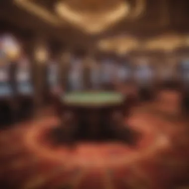 A vibrant casino floor showcasing various gaming tables