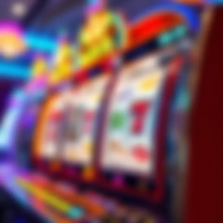 A vibrant slot machine with animated reels