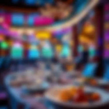 Luxurious dining setup at the casino's restaurant featuring gourmet dishes