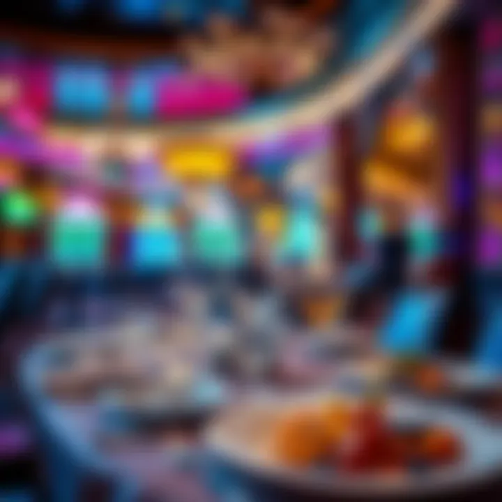 Luxurious dining setup at the casino's restaurant featuring gourmet dishes