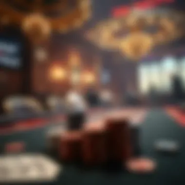 Classic poker table setup with chips and cards