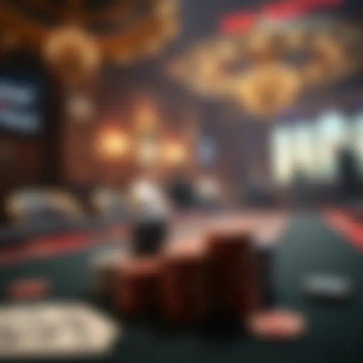 Classic poker table setup with chips and cards