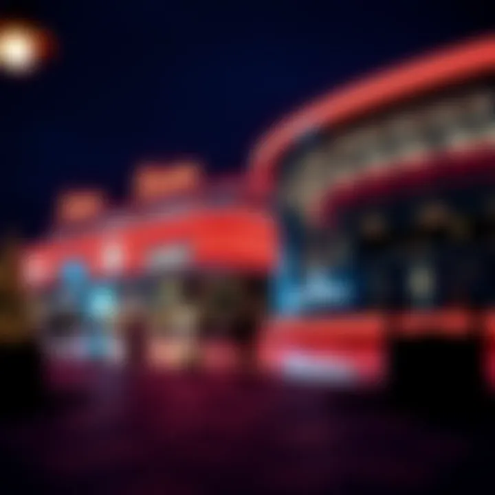 Exterior view of a modern casino reflecting nightlife