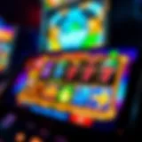 A close-up of a smartphone displaying a vibrant mobile slot machine game interface