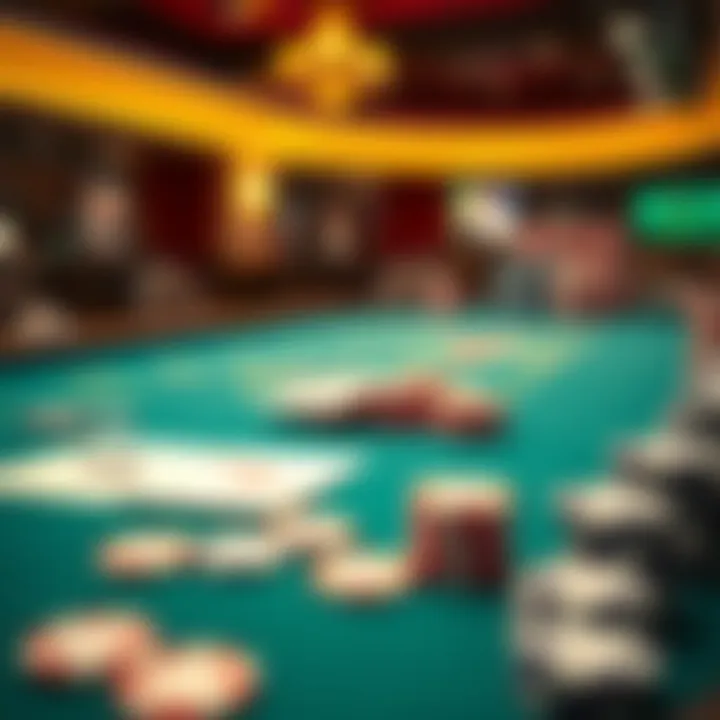 Poker table with digital cards and chips