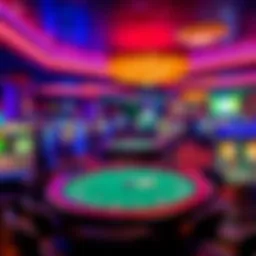 A captivating view of a live casino floor in Pittsburgh, showcasing vibrant gaming tables and electric atmosphere.
