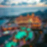 A stunning aerial view of a luxury casino resort