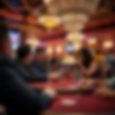 Patrons enjoying a lively poker game in a sophisticated setting