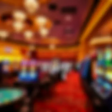 A vibrant gaming floor filled with various gaming tables and slot machines