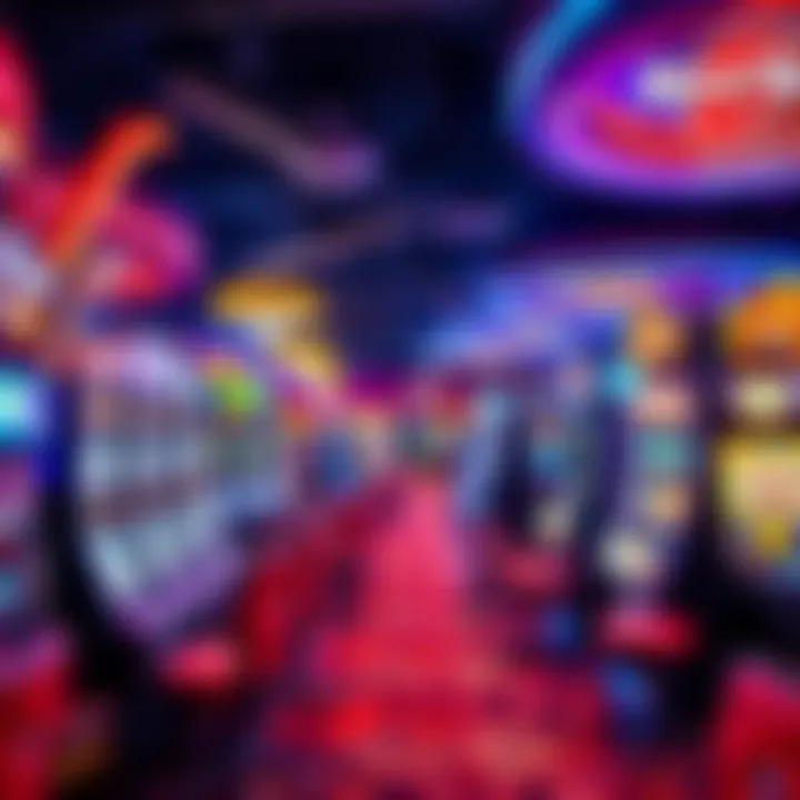 Vibrant gaming floor filled with various slot machines and tables