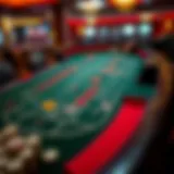 Craps table layout with various betting options