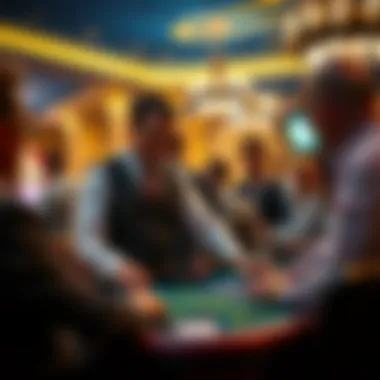 A dealer explaining rules and bets to players at a craps table