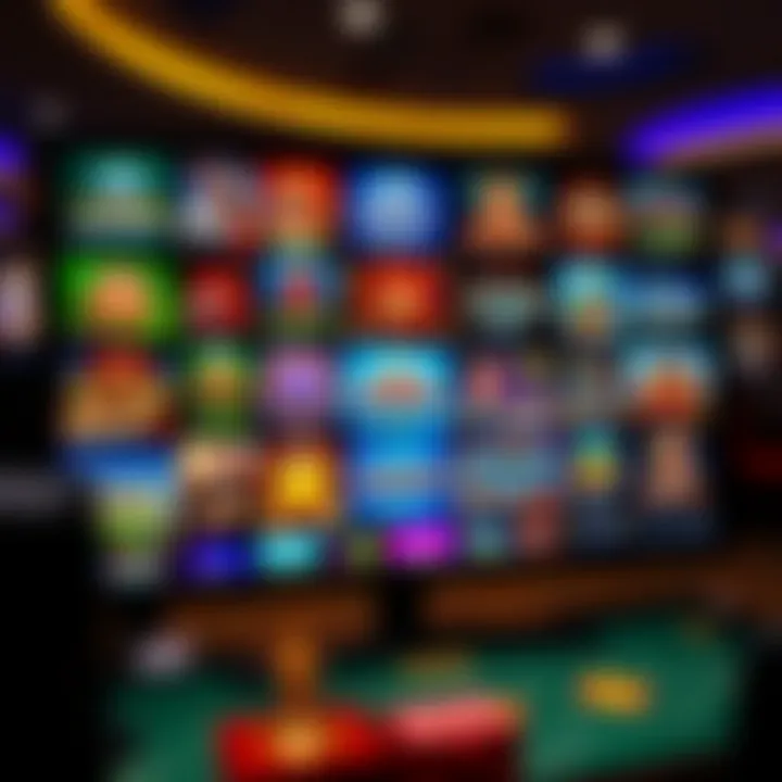 A diverse selection of online casino games displayed on a screen