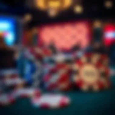 Close-up on poker chips and cards during a WPT event