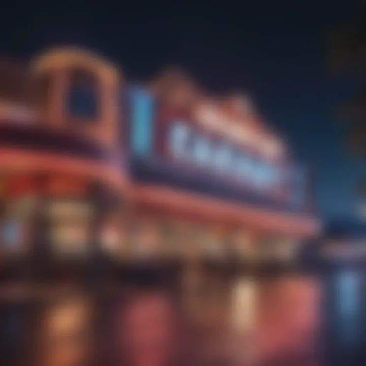 View of Jackpot Casino at night illuminated with colorful lights