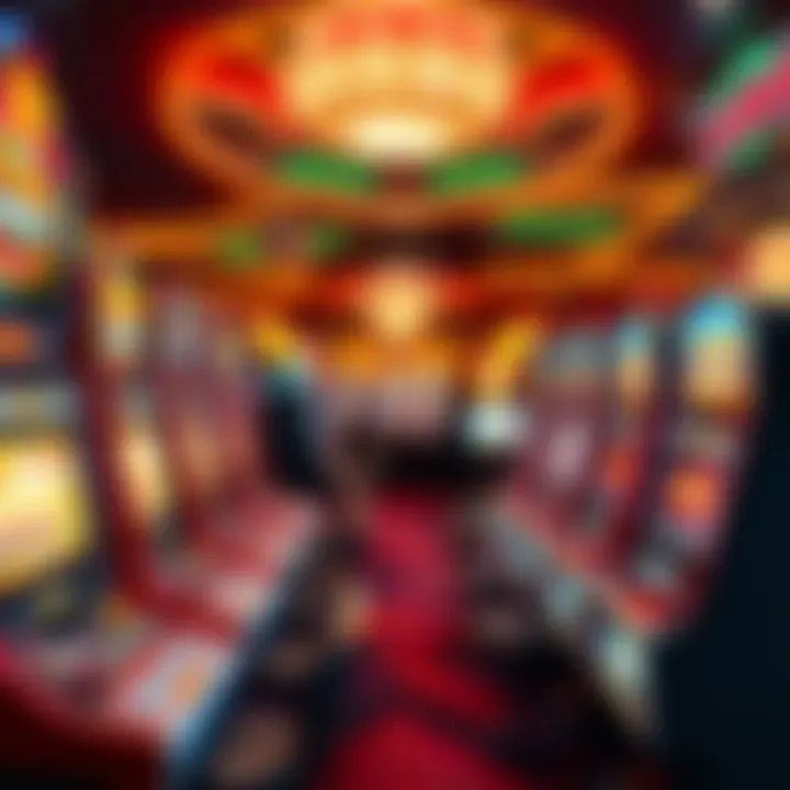 An elegant casino setting in Las Vegas featuring physical slot machines