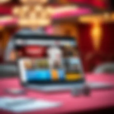 Illustration of online gambling websites on a laptop