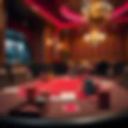 Elegant poker table setup with chips and cards